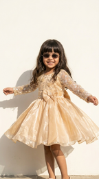 Golden Pearl Blossom Princess Dress