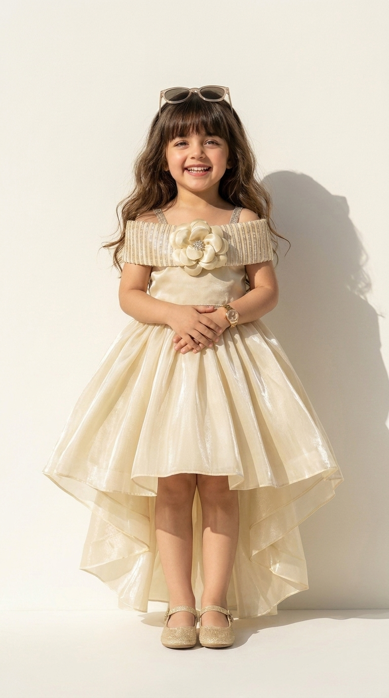 Champagne Blossom High-Low Princess Dress