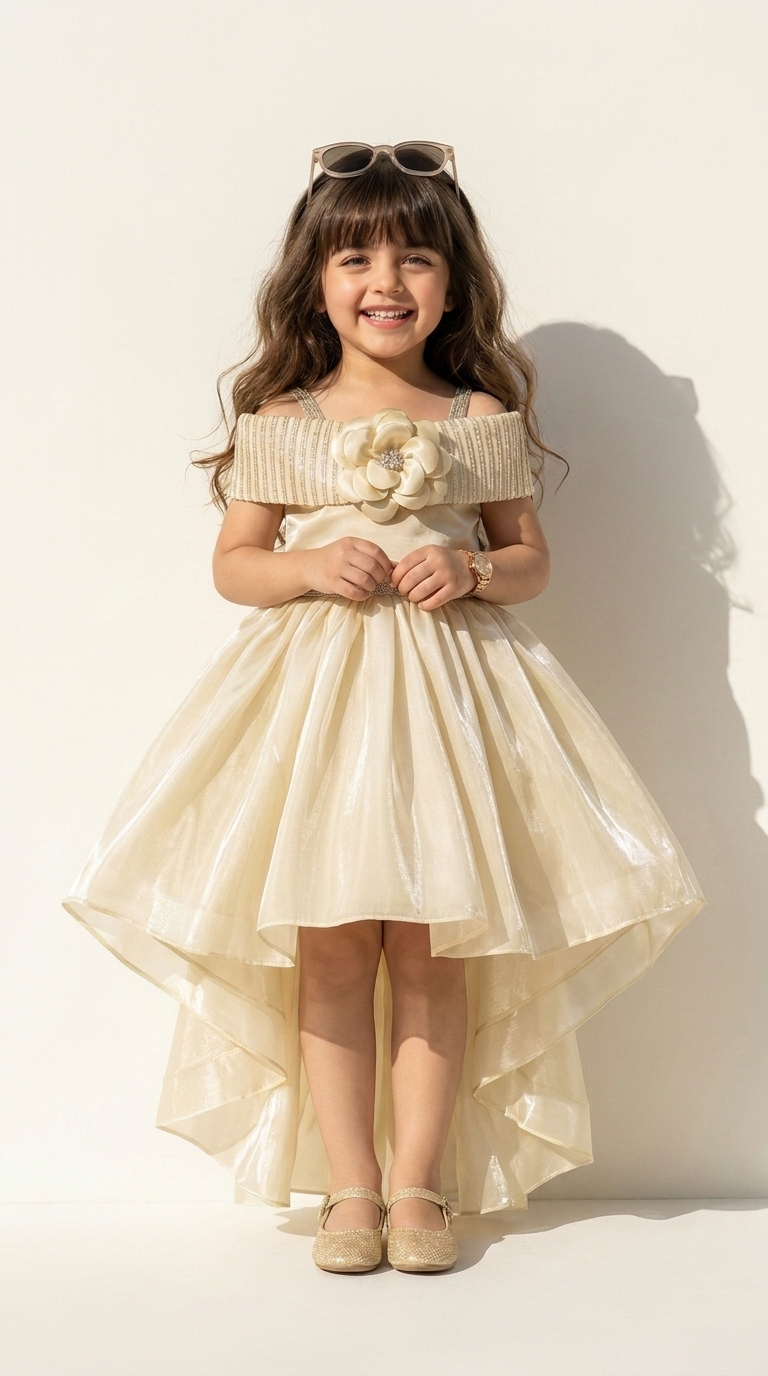 Champagne Blossom High-Low Princess Dress