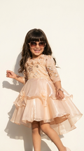 Champagne Blossom High-Low Party Dress