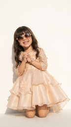 Champagne Blossom High-Low Party Dress