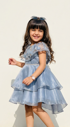 Icy Blue Crystal Blossom High-Low Dress