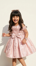 Blush Crystal Bow Princess Party Dress