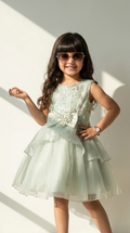 Mint Blossom Shimmer Princess Dress