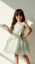 Mint Blossom Shimmer Princess Dress