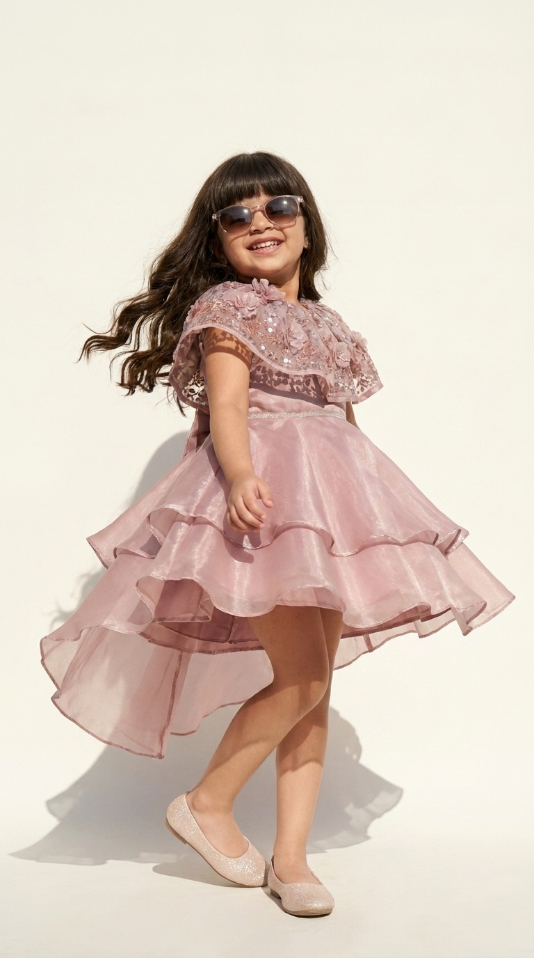 Blush Rose Sparkle High-Low Party Dress