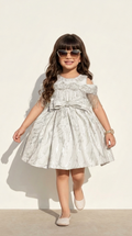 Silver Frost Crystal Bow Party Dress