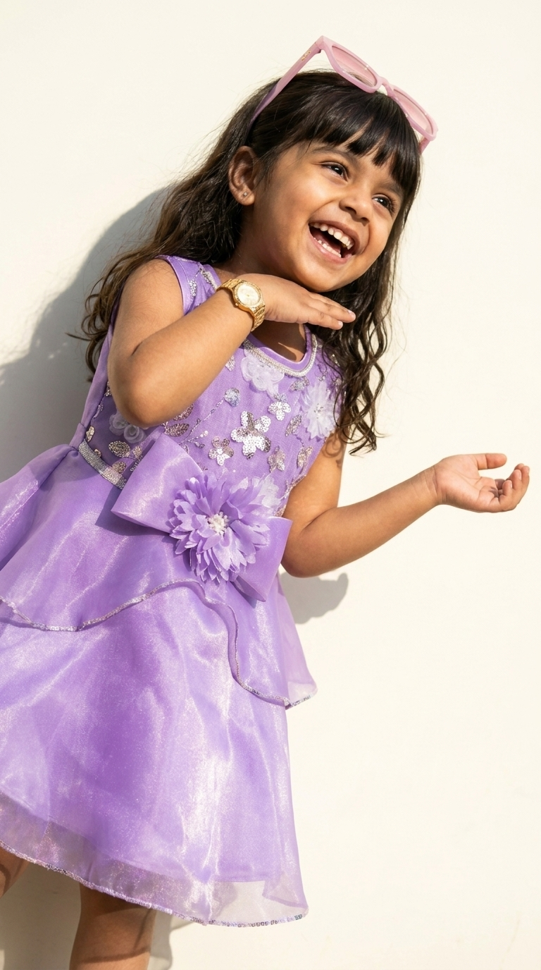 Lavender Blossom Bow Party Dress