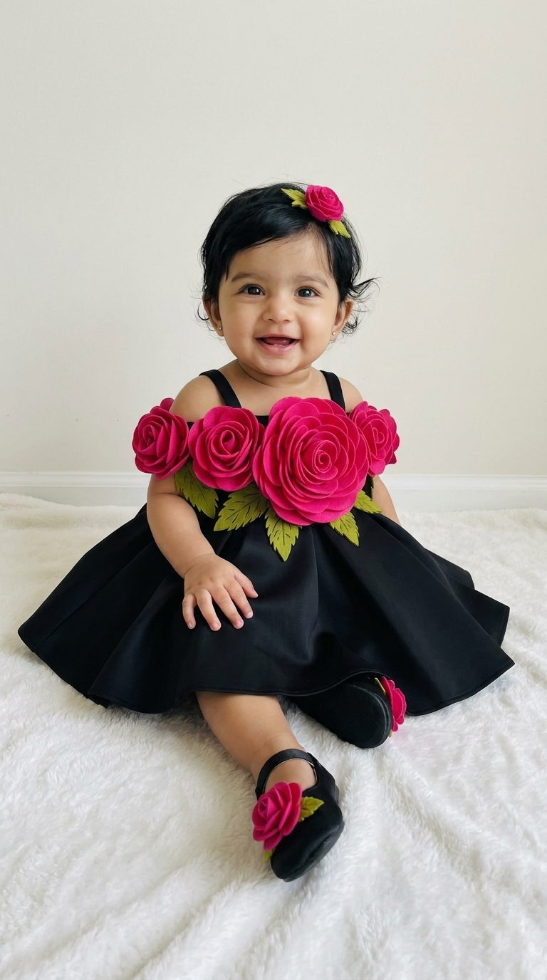 Midnight Rose Garden Party Dress