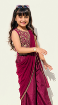 Royal Berry Draped Ethnic Gown