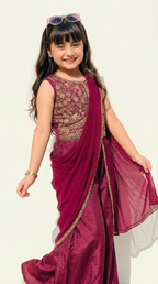 Royal Berry Draped Ethnic Gown