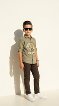 Urban Tiger Boys’ Olive Embroidered Shirt & Trousers Set