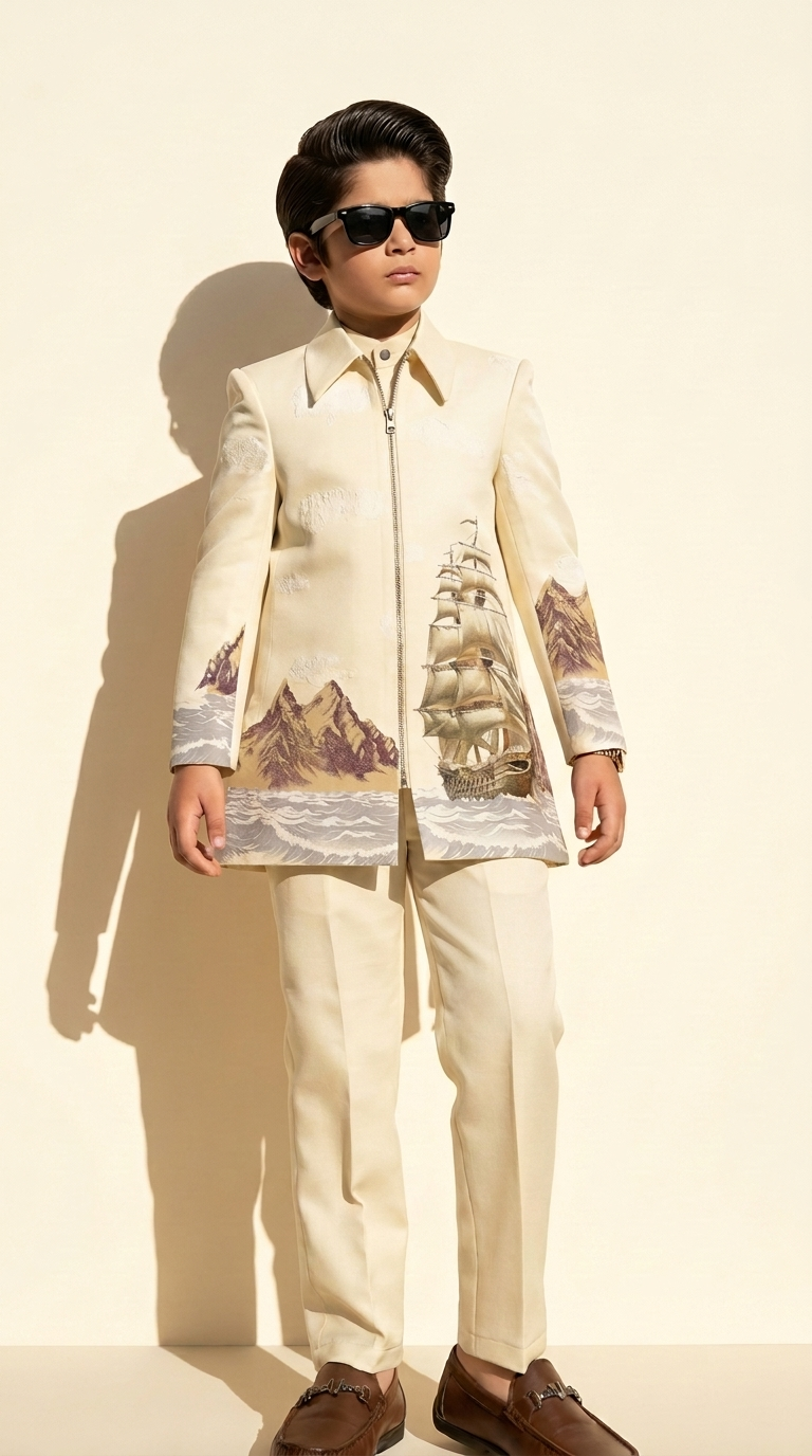 Ivory Voyage Designer Jacket & Trouser Set