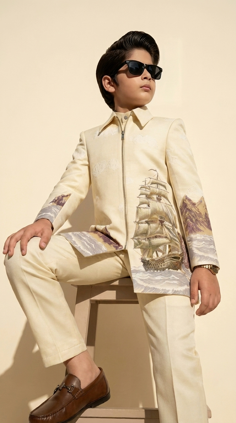 Ivory Voyage Designer Jacket & Trouser Set