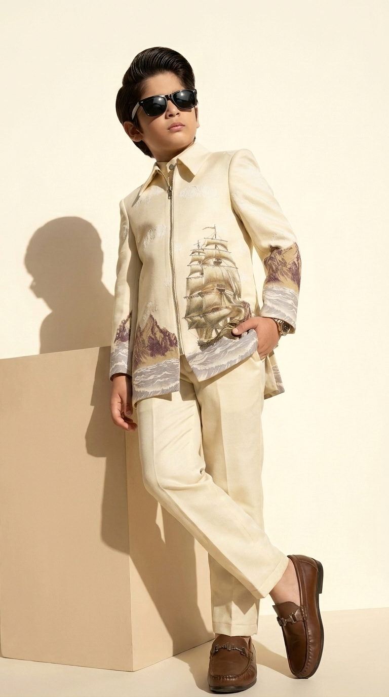 Ivory Voyage Designer Jacket & Trouser Set