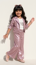 Rosé Glow Metallic Blazer Co-ord Set
