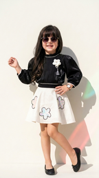 Monochrome Bloom Party Skirt Set