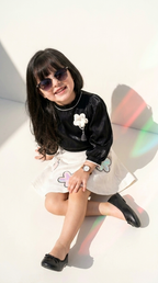 Monochrome Bloom Party Skirt Set