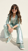 Mint Stardust Metallic Blazer Co-ord Set