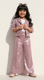 Rosé Glow Metallic Blazer Co-ord Set