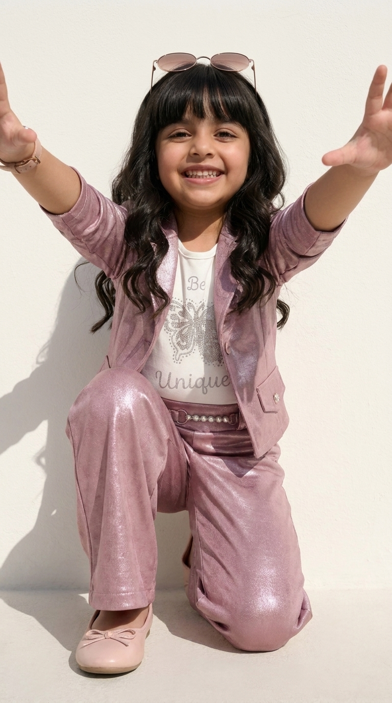 Rosé Glow Metallic Blazer Co-ord Set