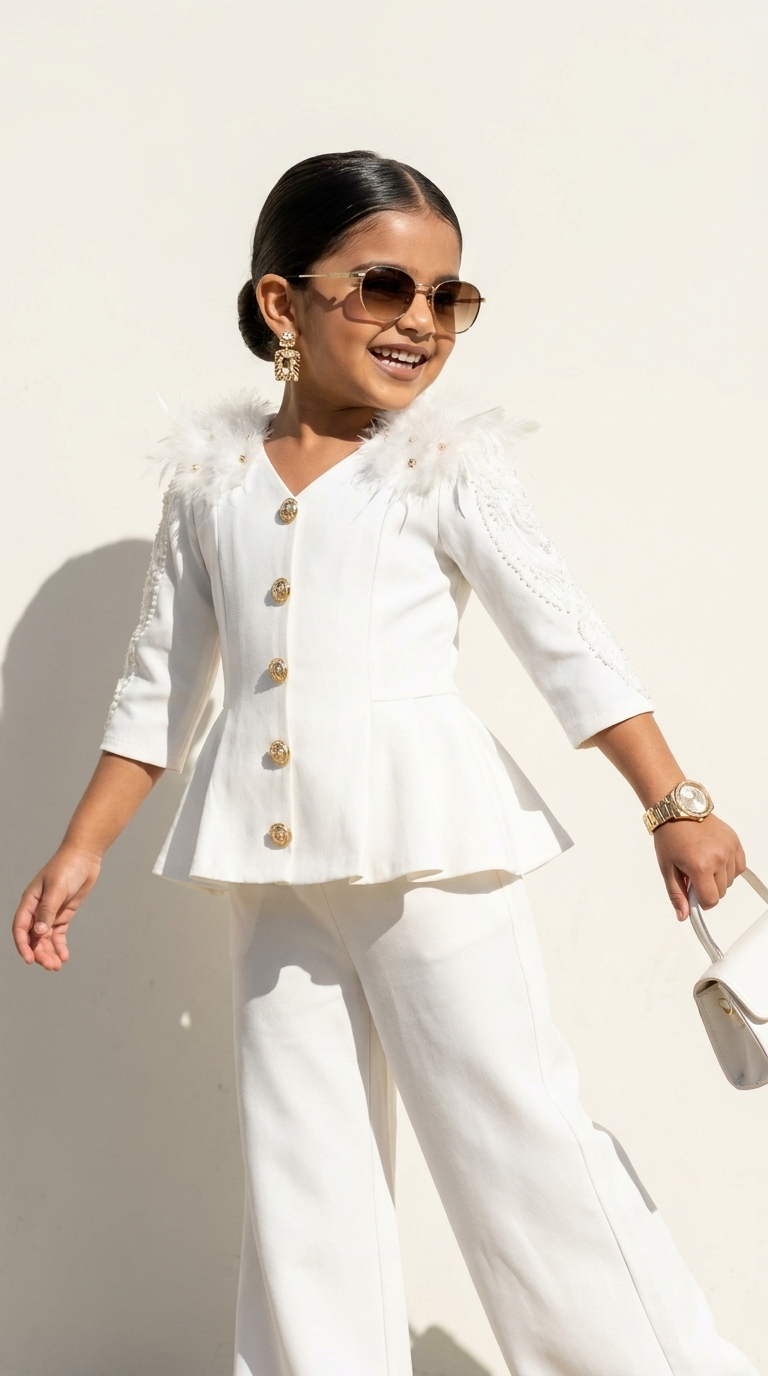 Ivory Angel Feather Luxe Co-ord Set