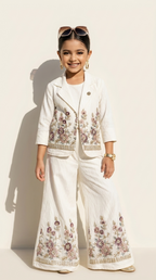 Ivory Blossom Embroidered Blazer Co-ord Set