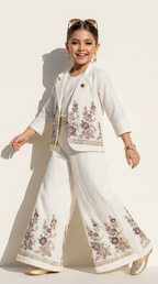 Ivory Blossom Embroidered Blazer Co-ord Set