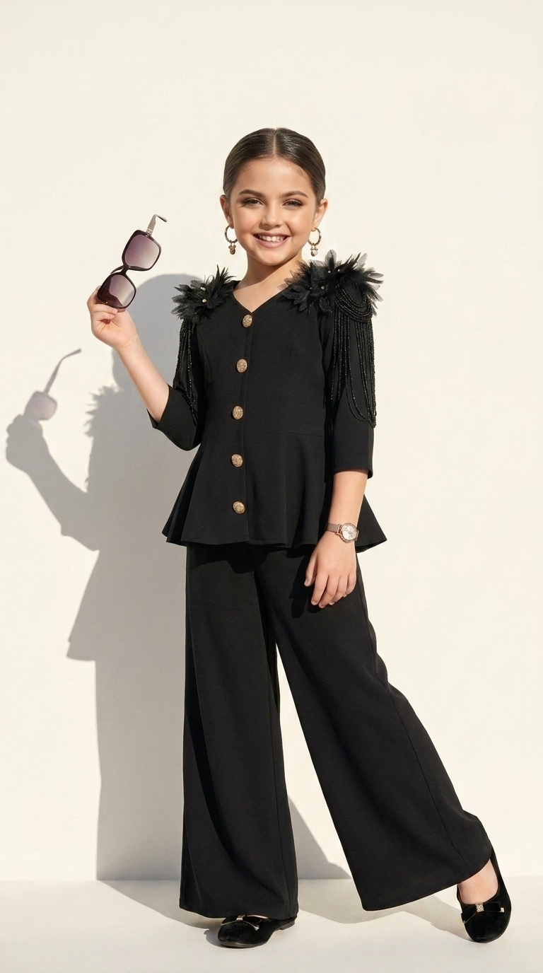 Noir Feather Luxe Co-ord Set