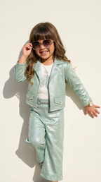 Mint Glimmer Metallic Blazer Co-ord Set