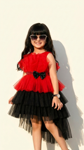 Scarlet Noir Ruffle Party Dress