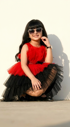 Scarlet Noir Ruffle Party Dress