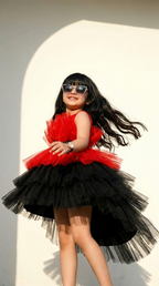 Scarlet Noir Ruffle Party Dress