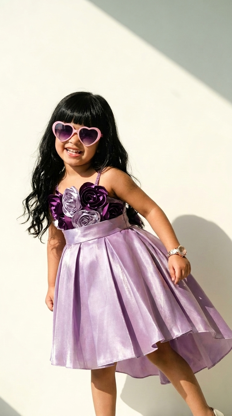 Lavender Rose Charm High-Low Party Dress