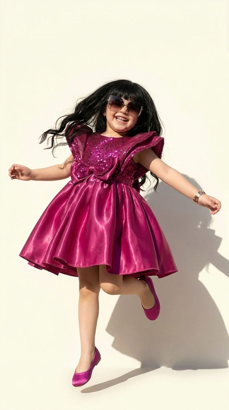 Fuchsia Sparkle Bow Party Dress