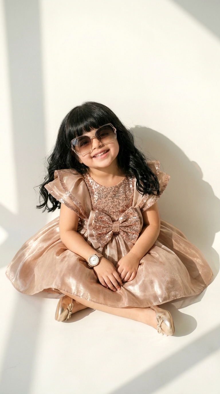 Rose Gold Radiance Bow Party Dress