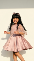 Rose Blush Sparkle Cape Party Dress