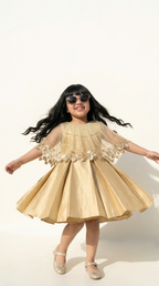 Golden Aura Cape Party Dress