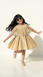 Golden Aura Cape Party Dress