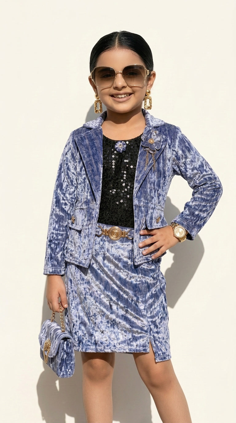 Sapphire Velvet Chic Blazer Set
