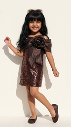 Mocha Rose Luxe Sequin Party Dress