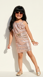 Rose Gold Bow Sparkle Party Dress