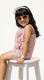 Blush Rosette Sparkle Party Dress