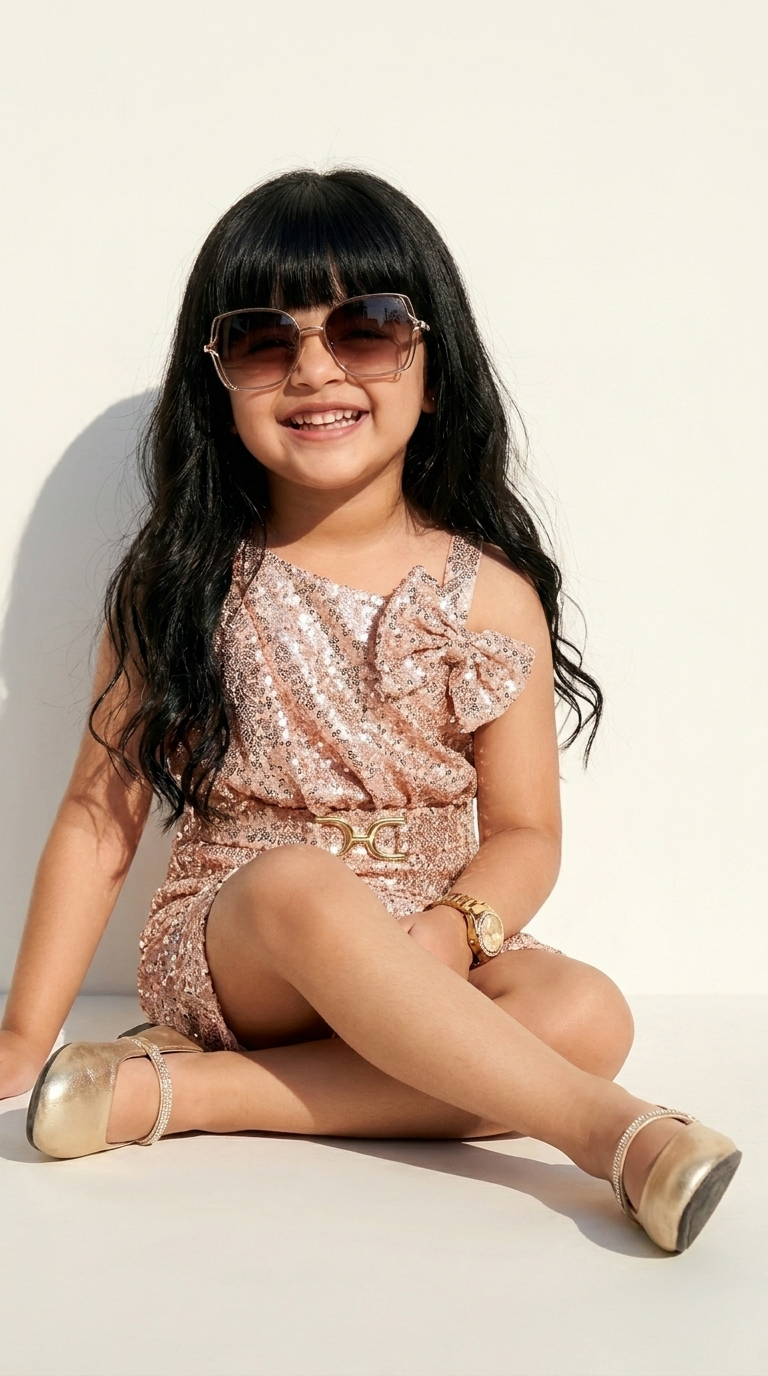 Rose Gold Bow Sparkle Party Dress
