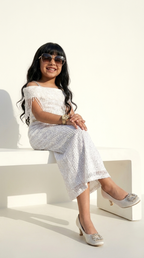 Ivory Pearl Fringe Sequin Party Gown