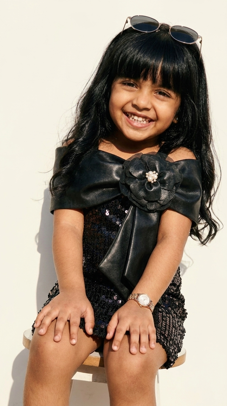 Midnight Noir Rose Sequin Party Dress