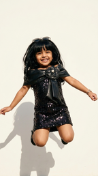 Midnight Noir Rose Sequin Party Dress