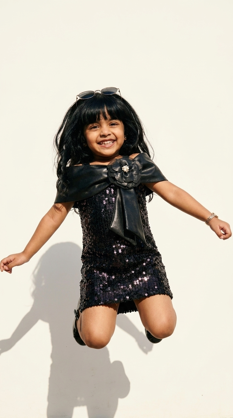 Midnight Noir Rose Sequin Party Dress