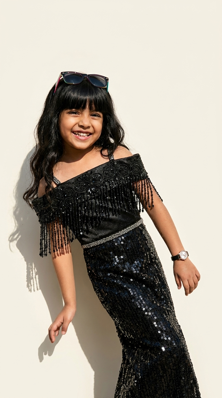 Midnight Fringe Sequin Party Gown