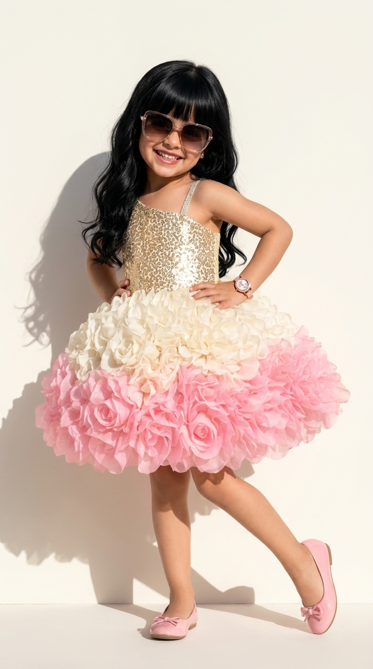 Blush Blossom Sequin Party Dress